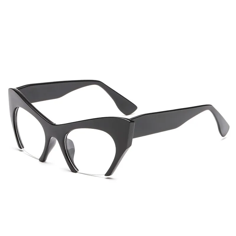 CCspace Unisex Semi Rim Cat Eye Resin Frame Eyeglasses 45292