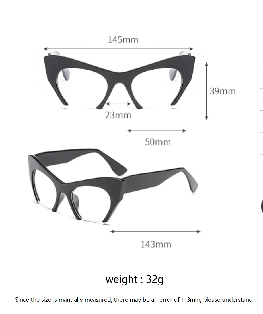 CCspace Unisex Semi Rim Cat Eye Resin Frame Eyeglasses 45292