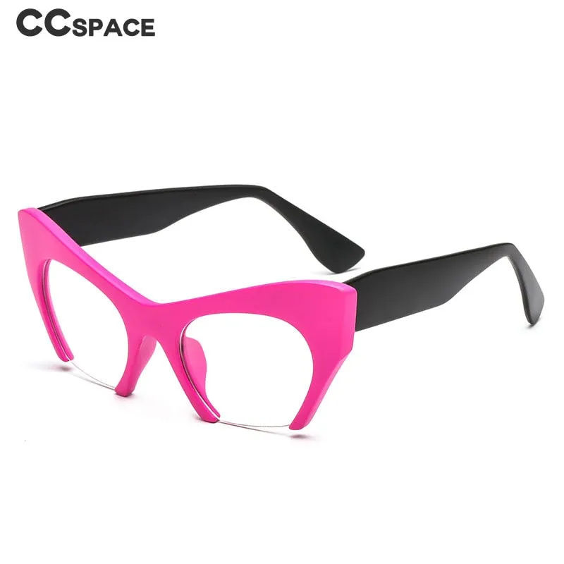 CCspace Unisex Semi Rim Cat Eye Resin Frame Eyeglasses 45292