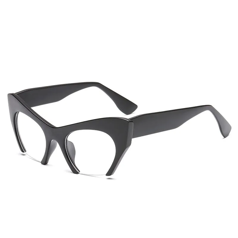 CCspace Unisex Semi Rim Cat Eye Resin Frame Eyeglasses 45292