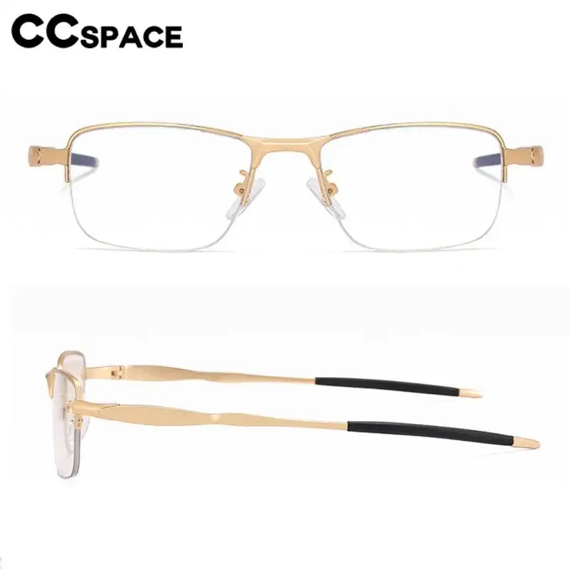 CCspace Unisex Semi Rim Small Square Tr 90 Titanium Eyeglasses 57236