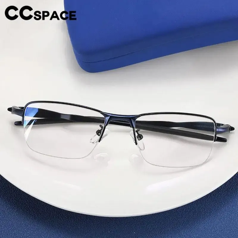 CCspace Unisex Semi Rim Small Square Tr 90 Titanium Eyeglasses 57236