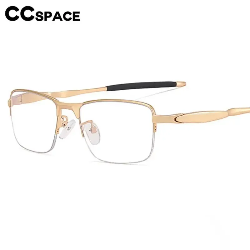 CCspace Unisex Semi Rim Small Square Tr 90 Titanium Eyeglasses 57236