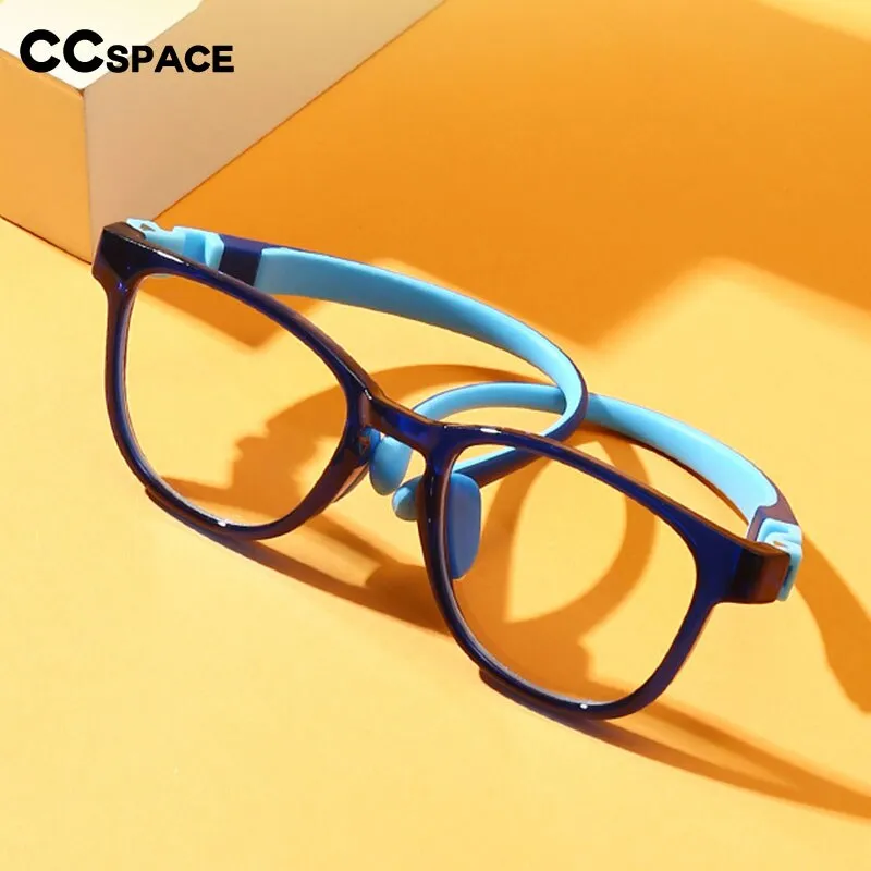 CCspace Unisex Youth Full Rim Square Tr 90 Silicone Eyeglasses 54677