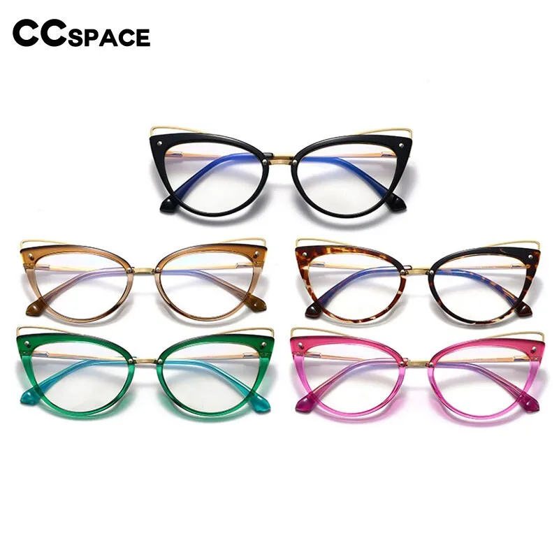 CCspace Women's Full Rim Cat Eye Acetate Alloy Eyeglasses 55060