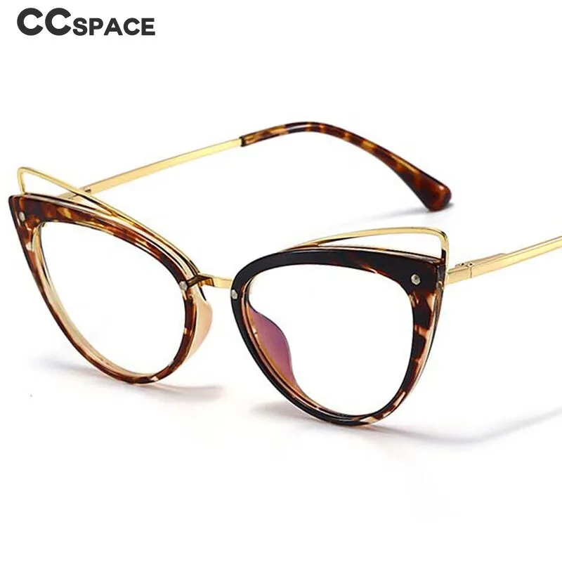 CCspace Women's Full Rim Cat Eye Acetate Alloy Eyeglasses 55060