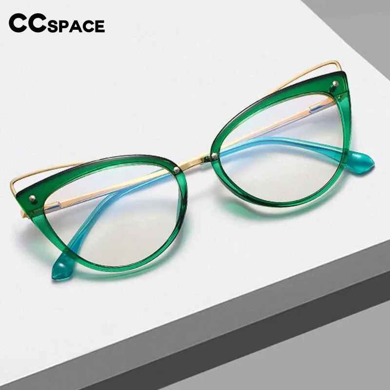 CCspace Women's Full Rim Cat Eye Acetate Alloy Eyeglasses 55060