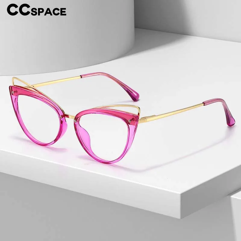 CCspace Women's Full Rim Cat Eye Acetate Alloy Eyeglasses 55060