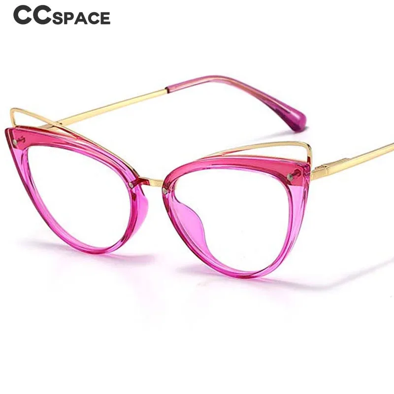 CCspace Women's Full Rim Cat Eye Acetate Alloy Eyeglasses 55060