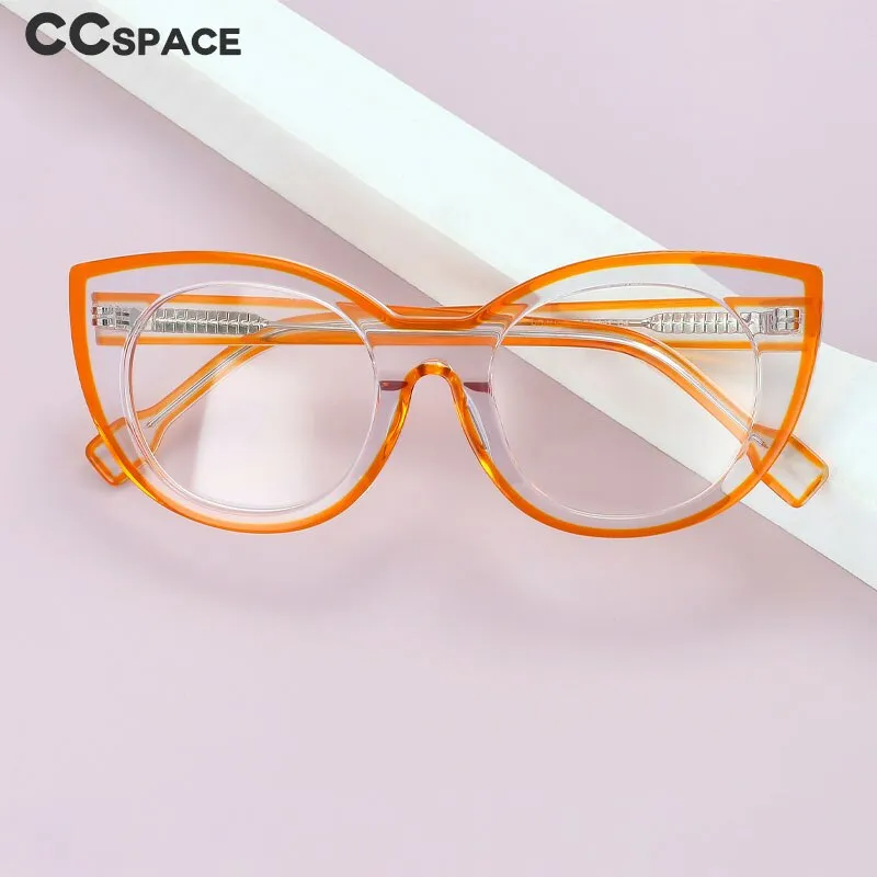 CCspace Women's Full Rim Cat Eye Acetate Fiber Eyeglasses 56471