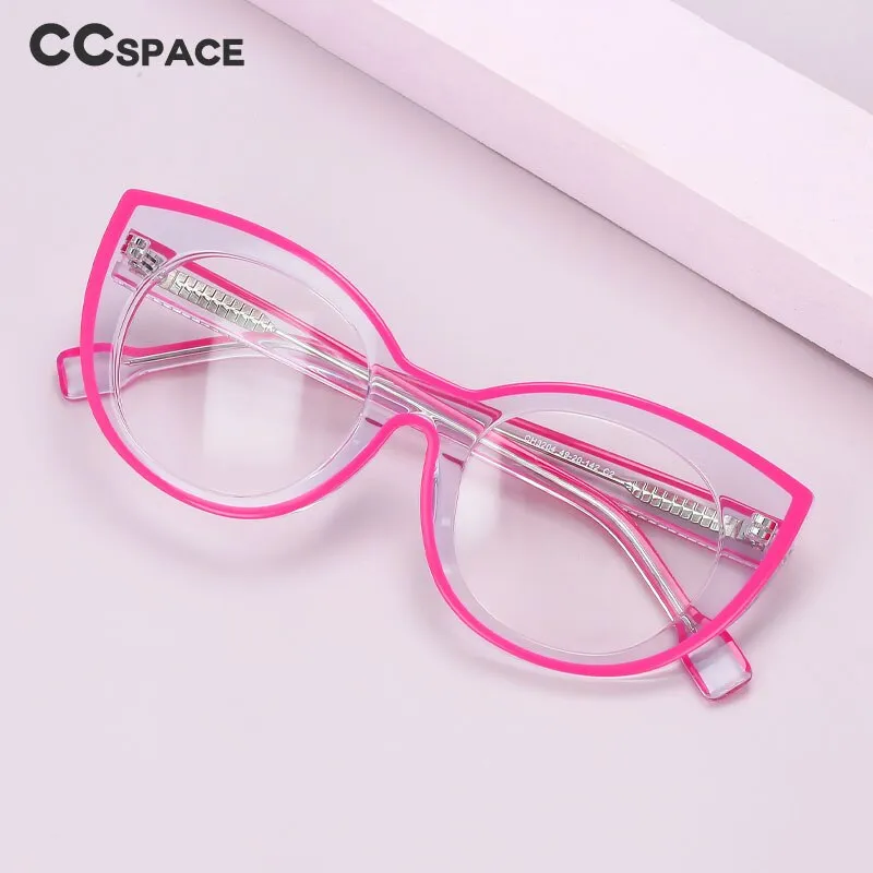 CCspace Women's Full Rim Cat Eye Acetate Fiber Eyeglasses 56471