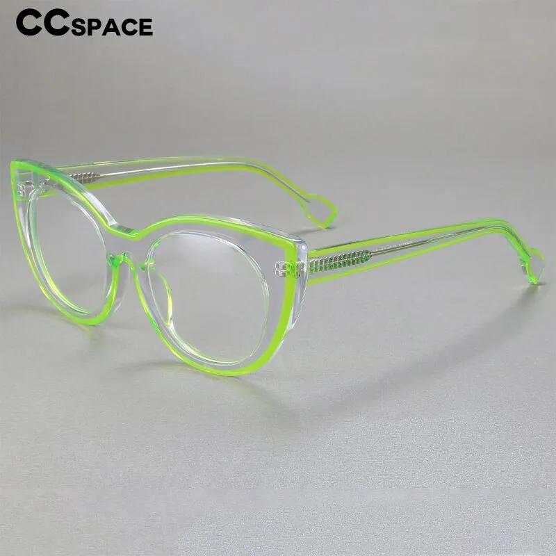 CCspace Women's Full Rim Cat Eye Acetate Fiber Eyeglasses 56471