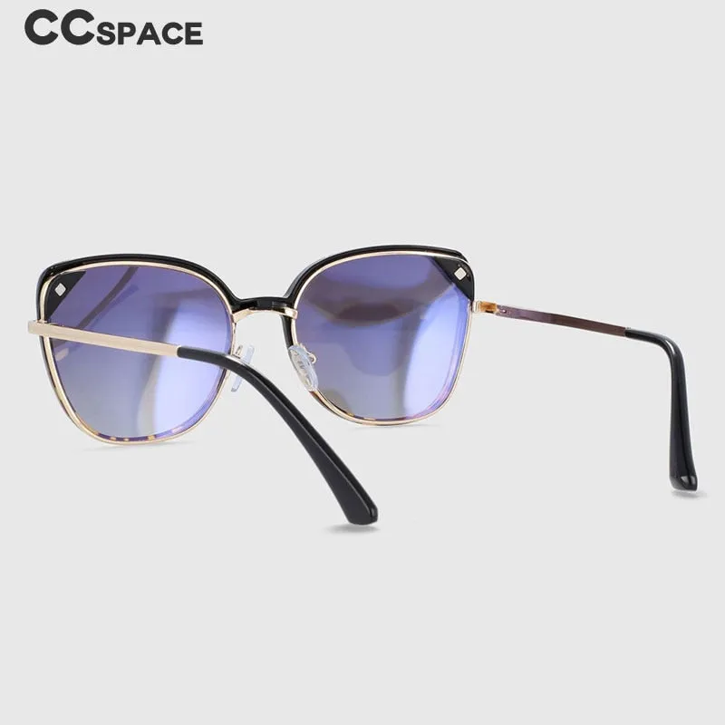 CCspace Women's Full Rim Cat Eye Alloy Eyeglasses Clip On Sunglasses 53963