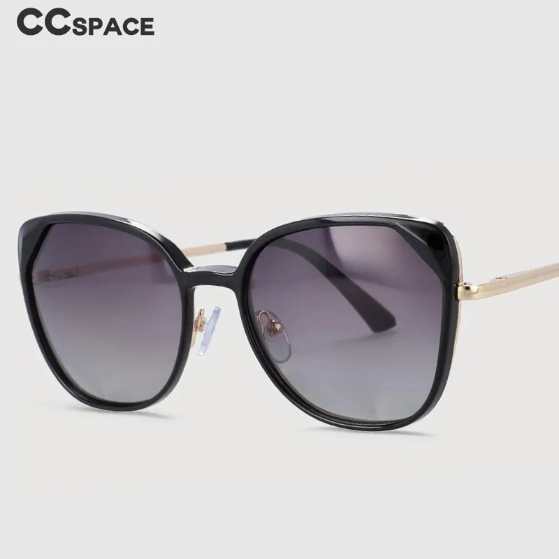 CCspace Women's Full Rim Cat Eye Alloy Eyeglasses Clip On Sunglasses 53963