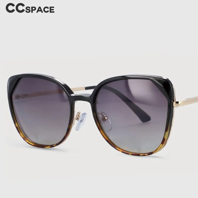 CCspace Women's Full Rim Cat Eye Alloy Eyeglasses Clip On Sunglasses 53963