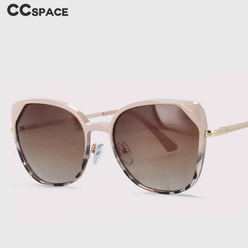 CCspace Women's Full Rim Cat Eye Alloy Eyeglasses Clip On Sunglasses 53963