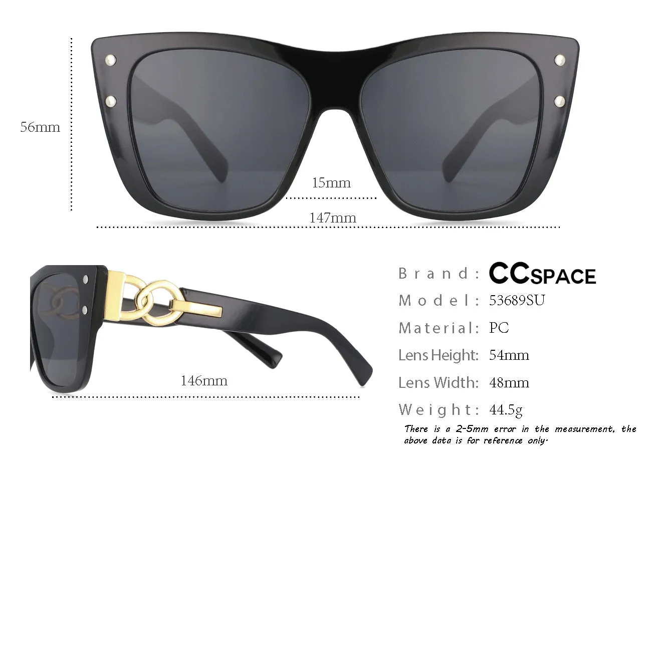 CCspace Women's Full Rim Cat Eye Resin Frame Sunglasses 53689