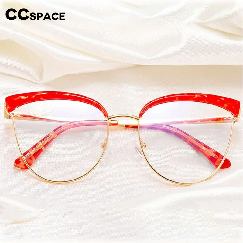 CCspace Women's Full Rim Cat Eye Tr 90 Alloy Eyeglasses 55294