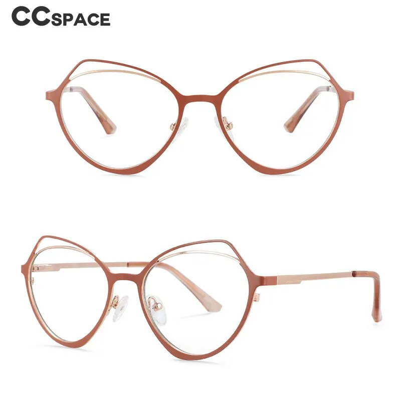 CCspace Women's Full Rim Irregular Cat Eye Alloy Frame Eyeglasses 54103