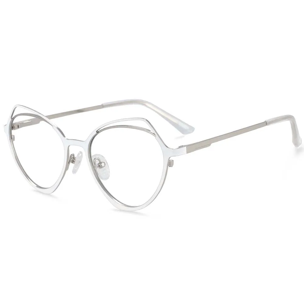 CCspace Women's Full Rim Irregular Cat Eye Alloy Frame Eyeglasses 54103