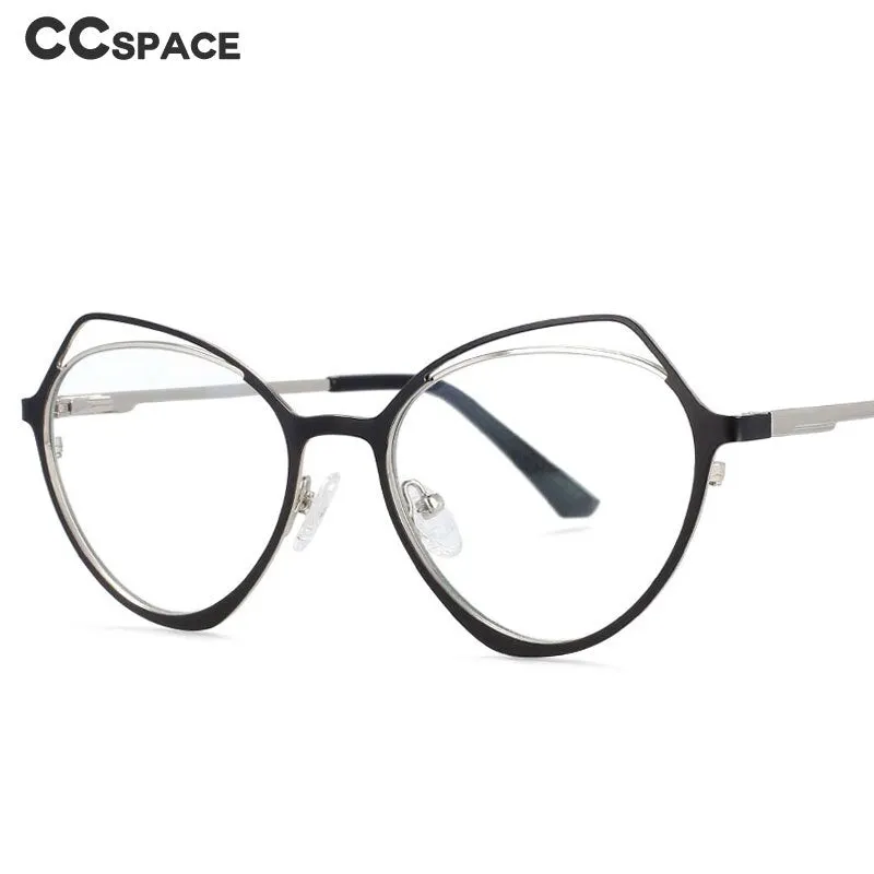 CCspace Women's Full Rim Irregular Cat Eye Alloy Frame Eyeglasses 54103