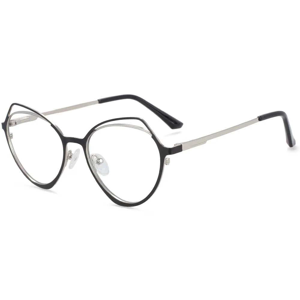 CCspace Women's Full Rim Irregular Cat Eye Alloy Frame Eyeglasses 54103