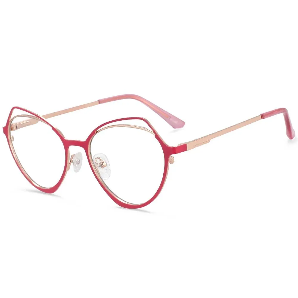 CCspace Women's Full Rim Irregular Cat Eye Alloy Frame Eyeglasses 54103