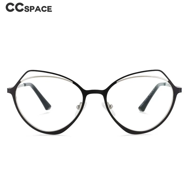 CCspace Women's Full Rim Irregular Cat Eye Alloy Frame Eyeglasses 54103