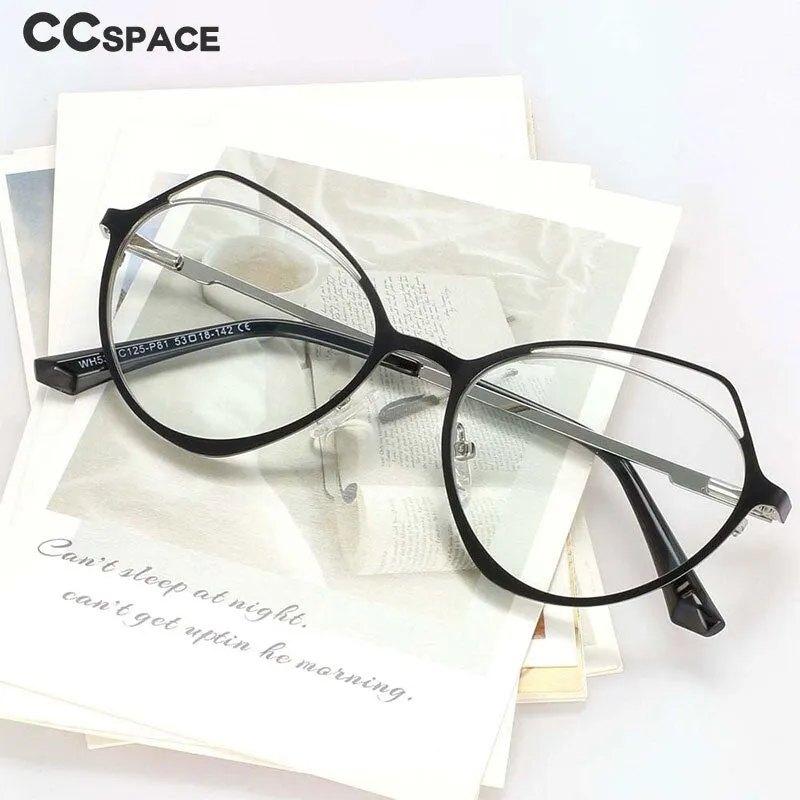 CCspace Women's Full Rim Irregular Cat Eye Alloy Frame Eyeglasses 54103