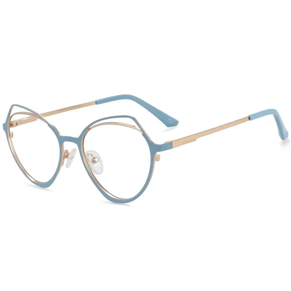 CCspace Women's Full Rim Irregular Cat Eye Alloy Frame Eyeglasses 54103