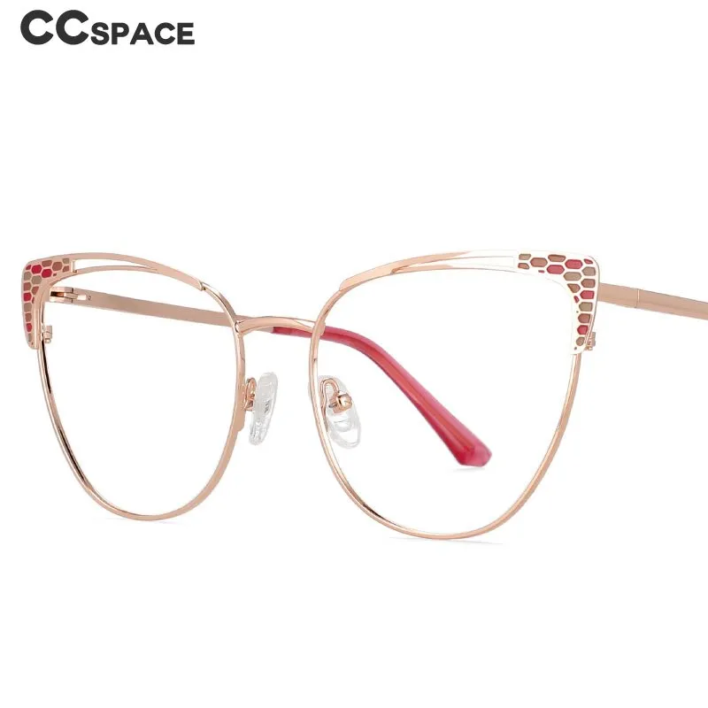 CCspace Women's Full Rim Oval Cat Eye Alloy Frame Eyeglasses 54471