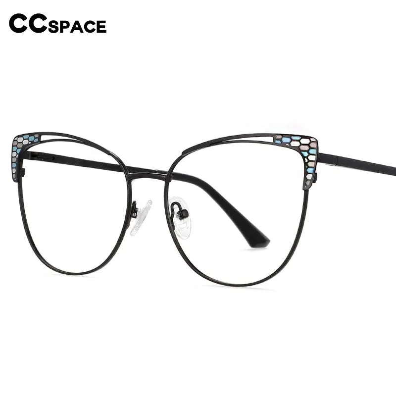 CCspace Women's Full Rim Oval Cat Eye Alloy Frame Eyeglasses 54471