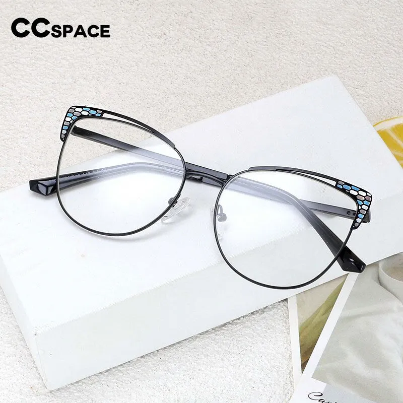 CCspace Women's Full Rim Oval Cat Eye Alloy Frame Eyeglasses 54471