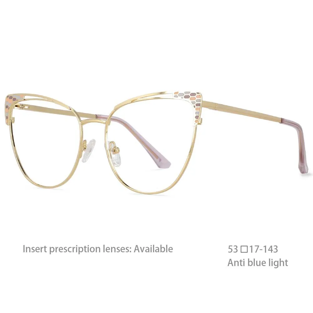 CCspace Women's Full Rim Oval Cat Eye Alloy Frame Eyeglasses 54471