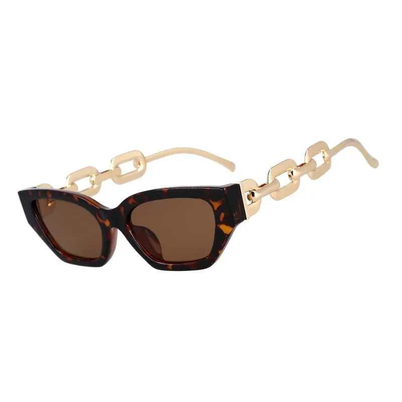 CCspace Women's Full Rim Oversized Cat Eye Resin Chain Leg Frame Sunglasses 53235