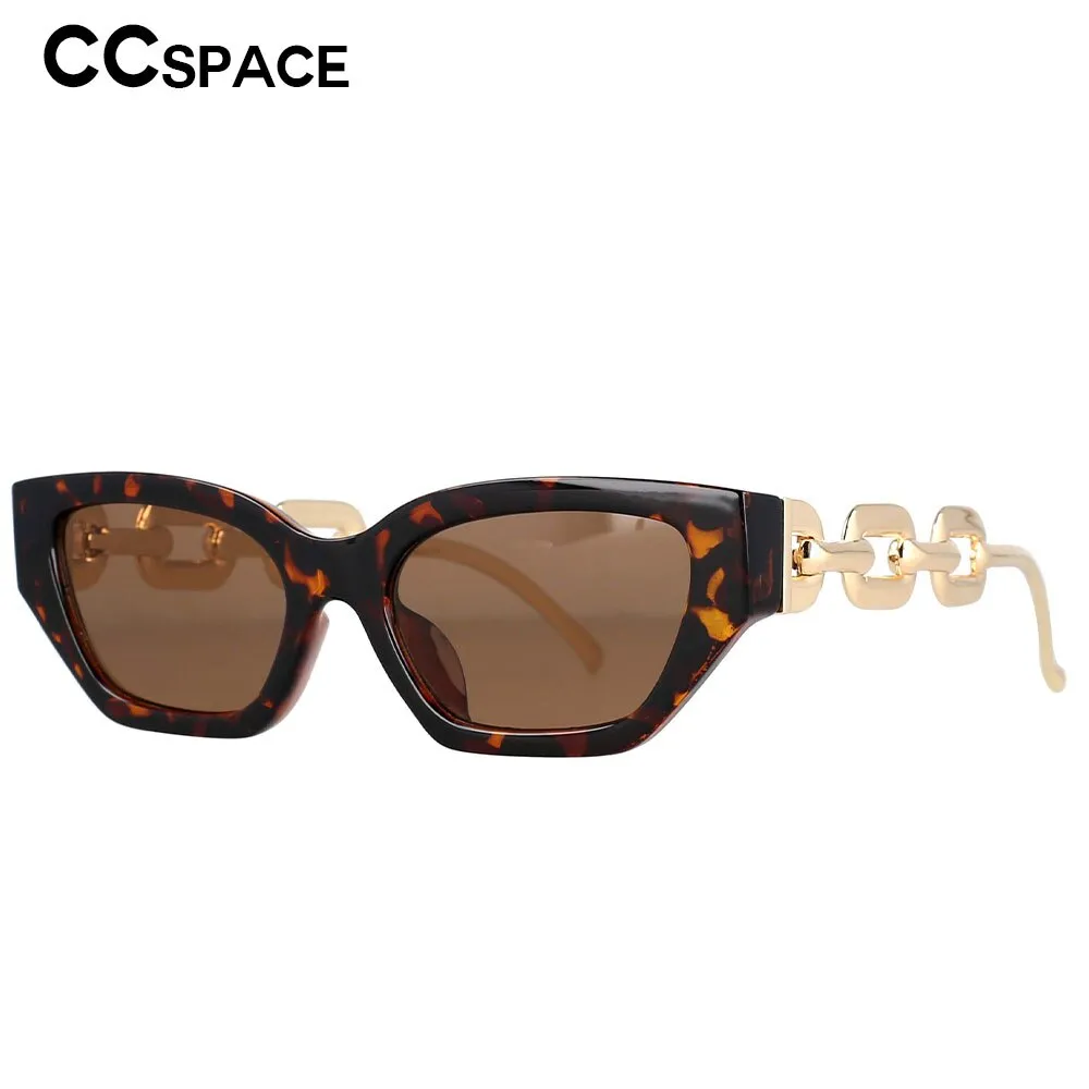 CCspace Women's Full Rim Oversized Cat Eye Resin Chain Leg Frame Sunglasses 53235