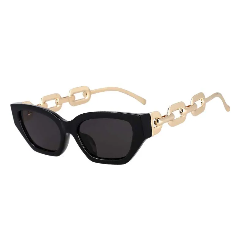 CCspace Women's Full Rim Oversized Cat Eye Resin Chain Leg Frame Sunglasses 53235