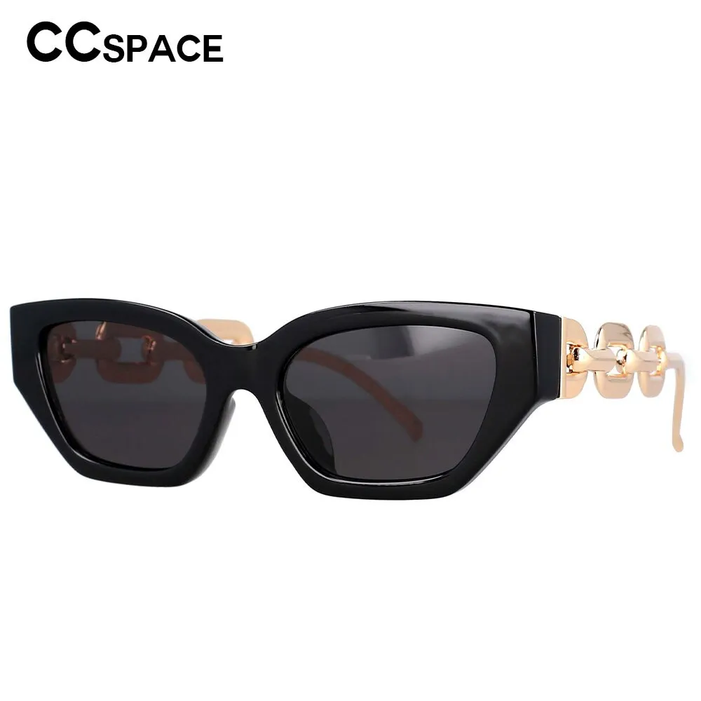 CCspace Women's Full Rim Oversized Cat Eye Resin Chain Leg Frame Sunglasses 53235