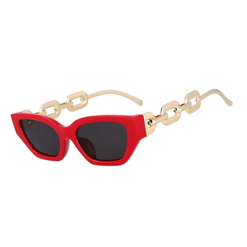 CCspace Women's Full Rim Oversized Cat Eye Resin Chain Leg Frame Sunglasses 53235