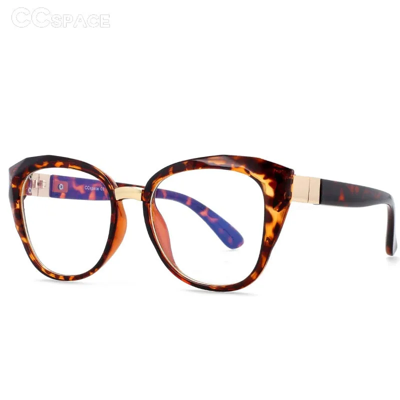 CCspace Women's Full Rim Oversized Square Cat Eye Resin Frame Eyeglasses 48092