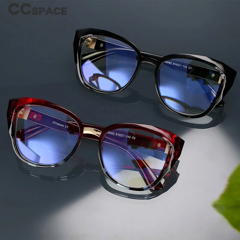 CCspace Women's Full Rim Oversized Square Cat Eye Resin Frame Eyeglasses 48092