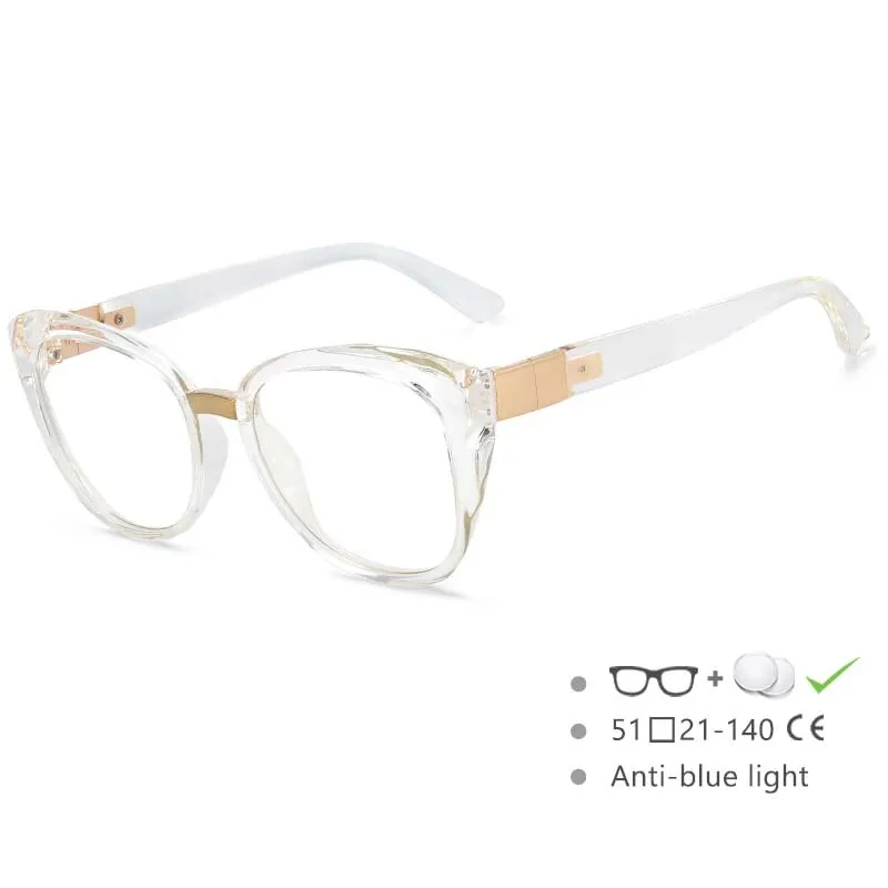 CCspace Women's Full Rim Oversized Square Cat Eye Resin Frame Eyeglasses 48092