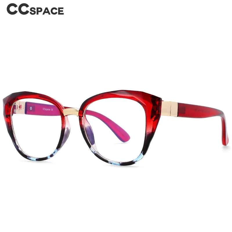 CCspace Women's Full Rim Oversized Square Cat Eye Resin Frame Eyeglasses 48092