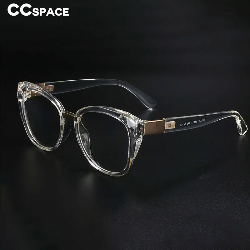 CCspace Women's Full Rim Oversized Square Cat Eye Resin Frame Eyeglasses 48092