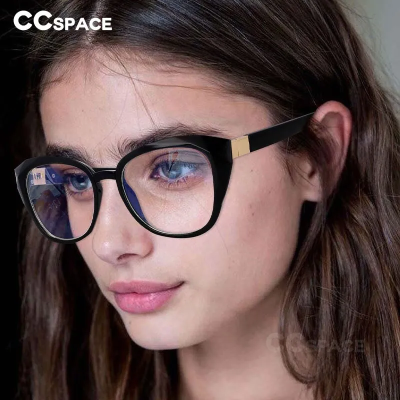 CCspace Women's Full Rim Oversized Square Cat Eye Resin Frame Eyeglasses 48092