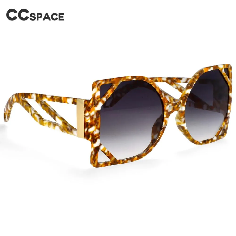 CCspace Women's Full Rim Oversized Square Resin Hollow Frame Sunglasses 49127