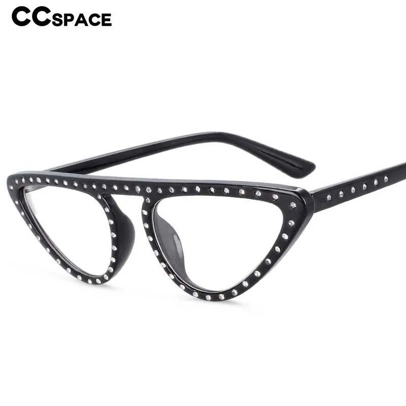 CCspace Women's Full Rim Polygon Cat Eye Jewelled Resin Frame Eyeglasses 54134