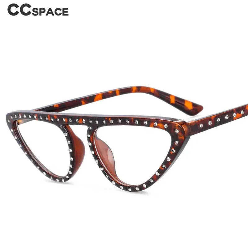 CCspace Women's Full Rim Polygon Cat Eye Jewelled Resin Frame Eyeglasses 54134