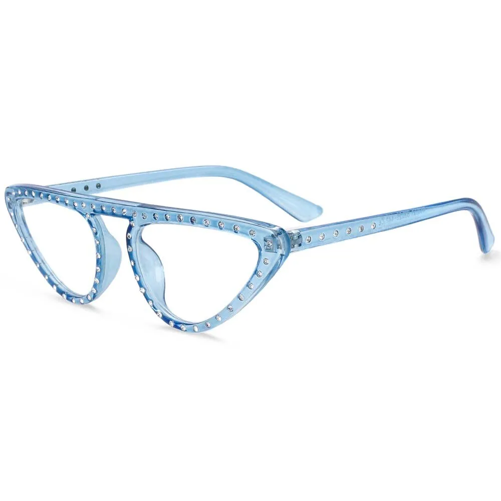 CCspace Women's Full Rim Polygon Cat Eye Jewelled Resin Frame Eyeglasses 54134