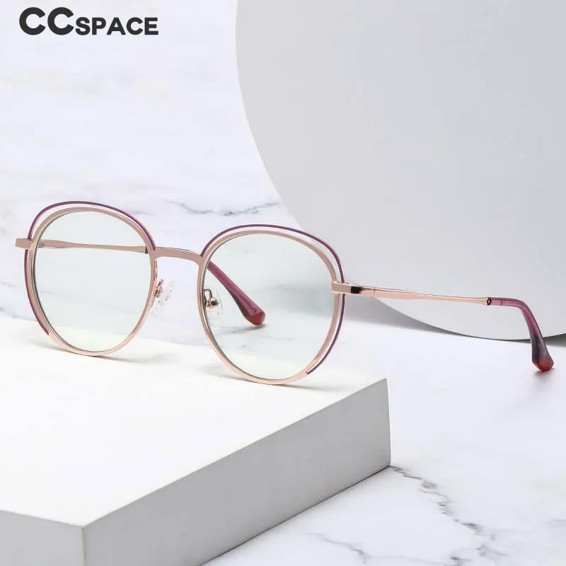 CCspace Women's Full Rim Round Square Stainless Steel Eyeglasses 54968